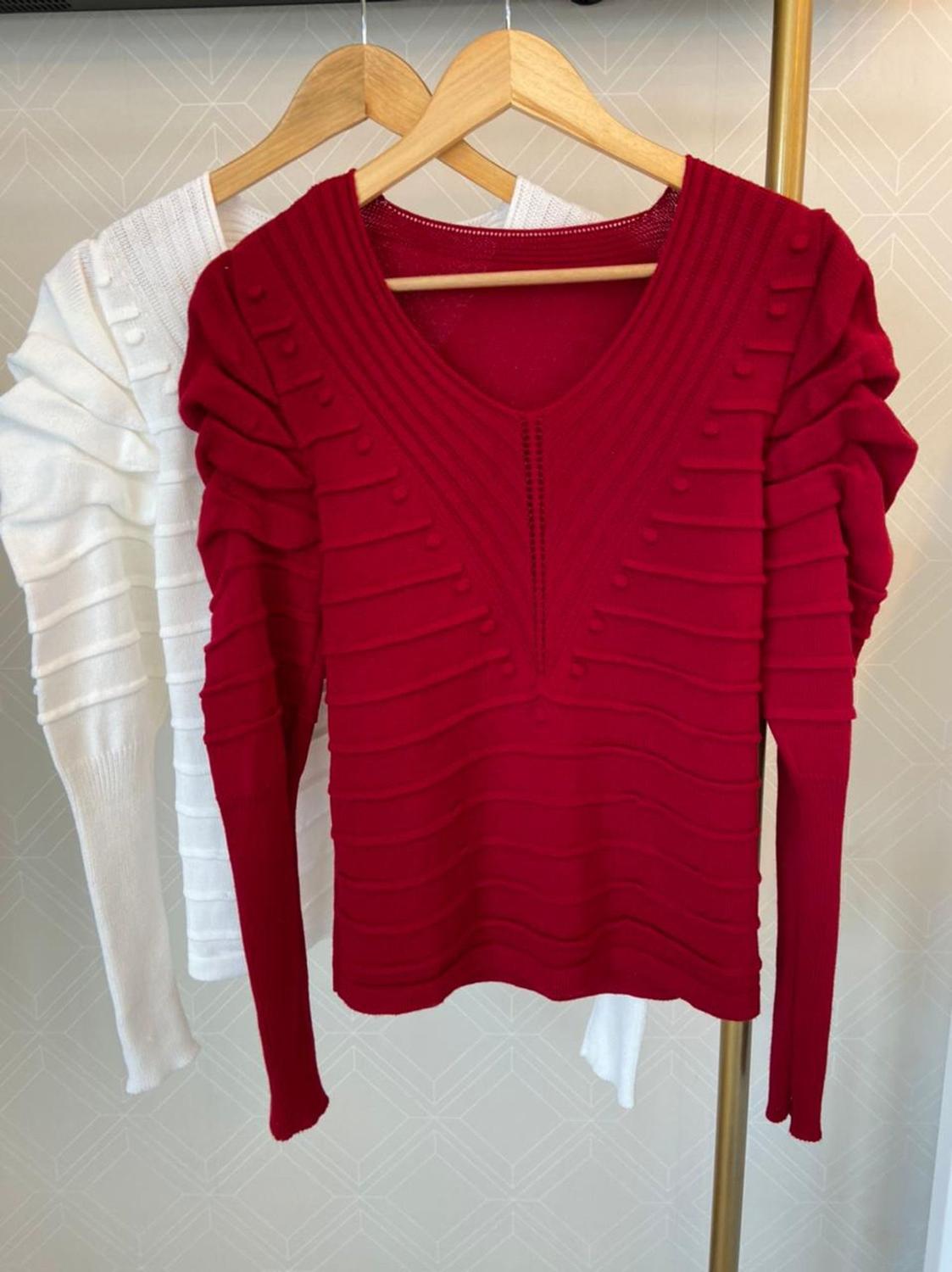 blusa de tricot manga princesa