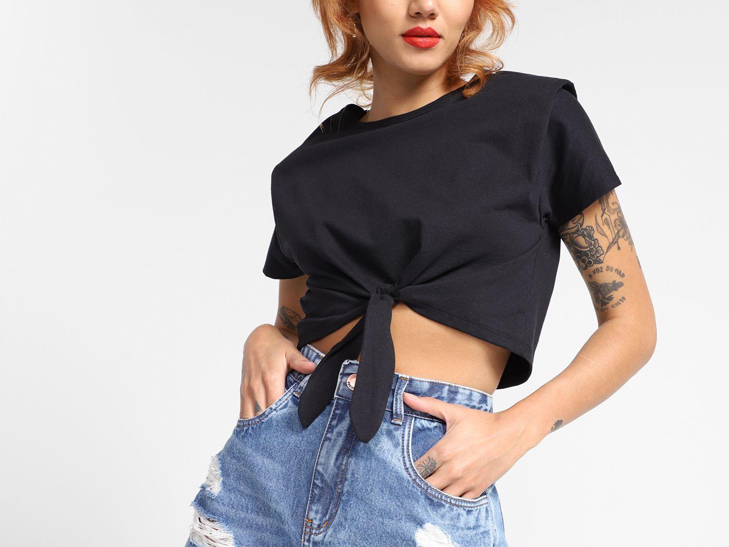 Blusa Vista Magalu Ombreira Amarração Frontal