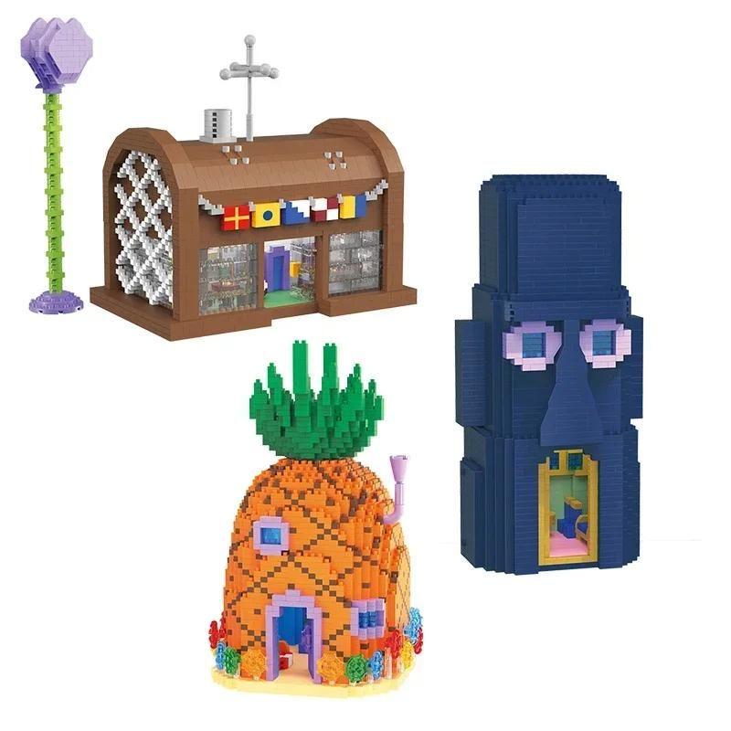 Bob Esponja Calça Quadrada Blocos De Construção Krusty Krab Casa