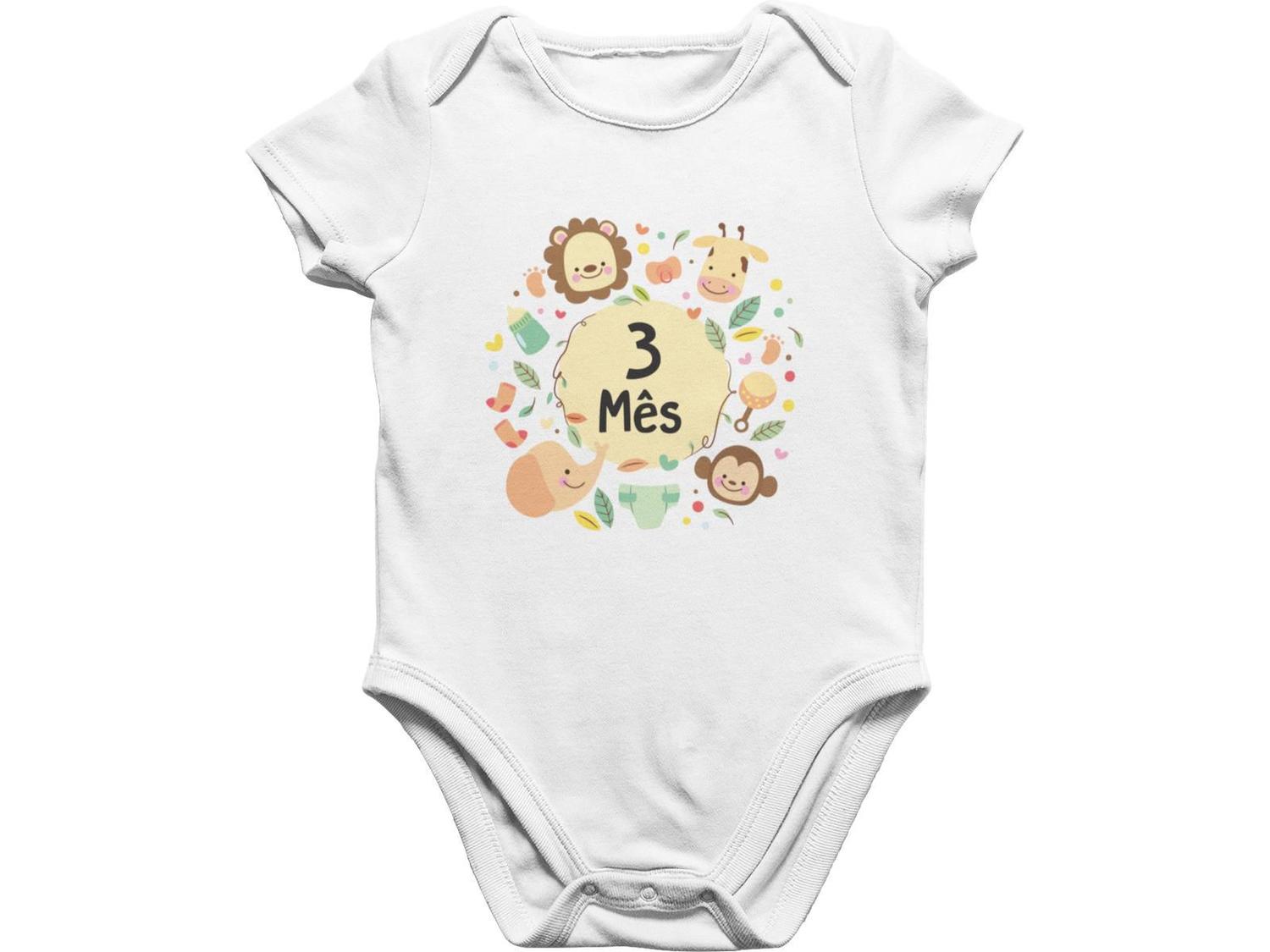Body Bebe Mesversario 3 meses safari bichinhos Branca Del France Body para Bebes Magazine Luiza