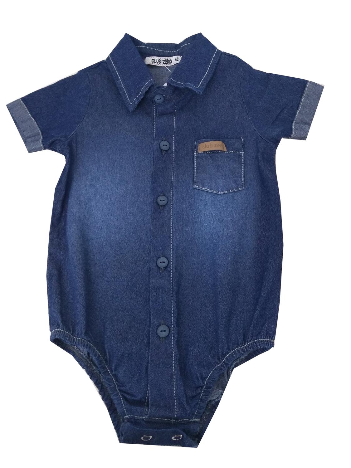 Body Camisa Jeans Bebe Com Gola E Um Bolsinho Charmoso Clube Zero Body Para Bebes Magazine Luiza