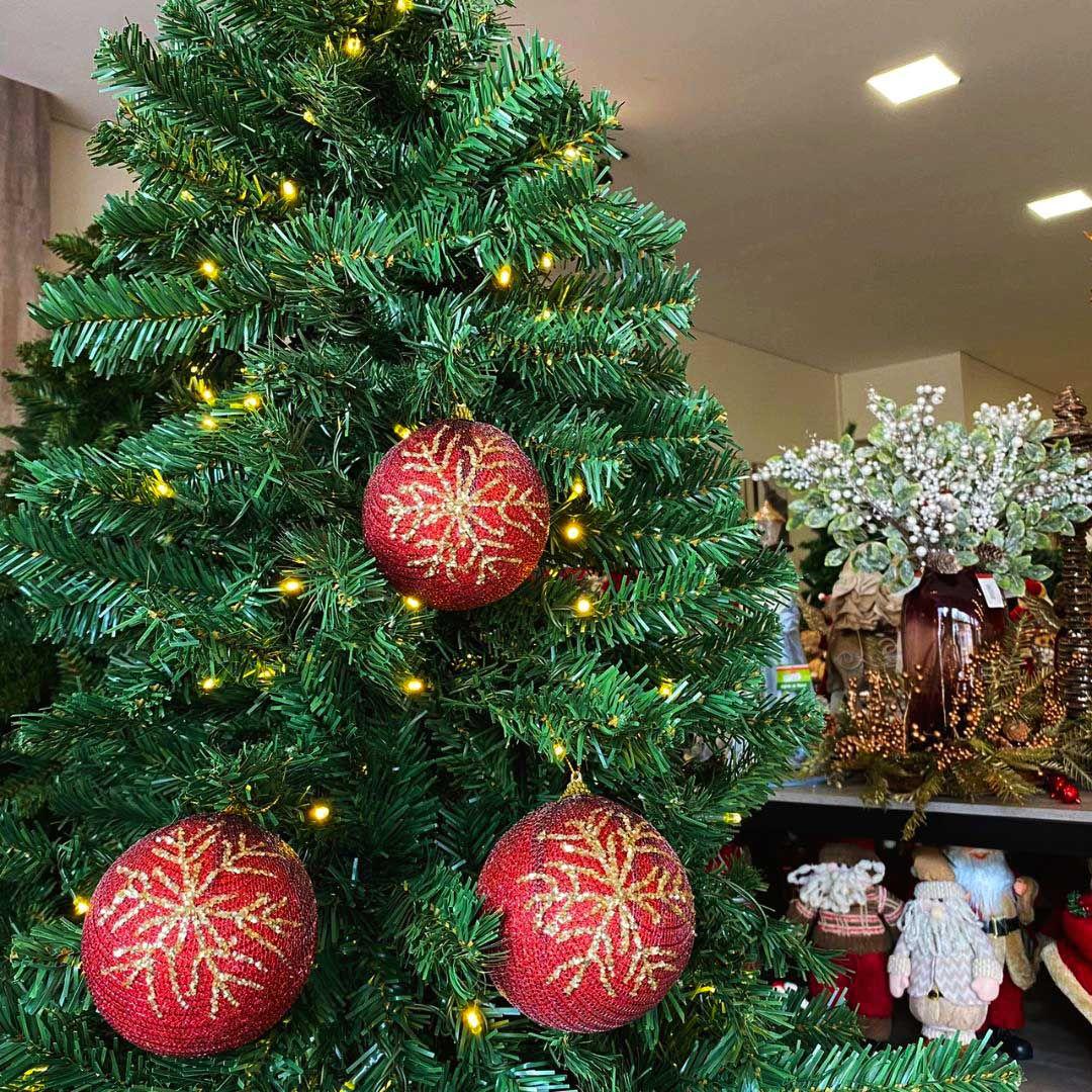 Bola de natal decorada vermelho e dourado 10 cm 3 unidade - Tok da casa -  Bola de Natal - Magazine Luiza