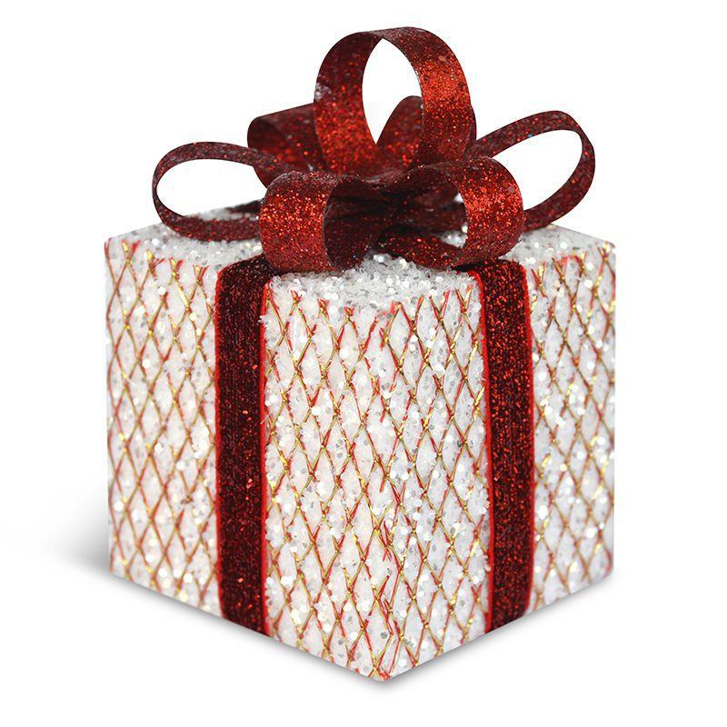 Bola de Natal Pingente Caixinha de Presente Vermelho e Branco com Glitter  6cm c/6pcs - Fitas e Festas - Bola de Natal - Magazine Luiza