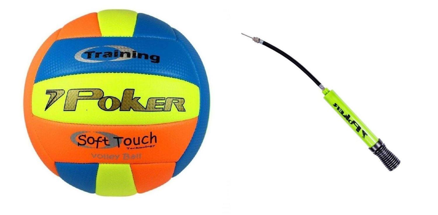 Bola Volei Training Neon Tricolor Poker Original Bomba De Encher Bola De Volei Magazine Luiza