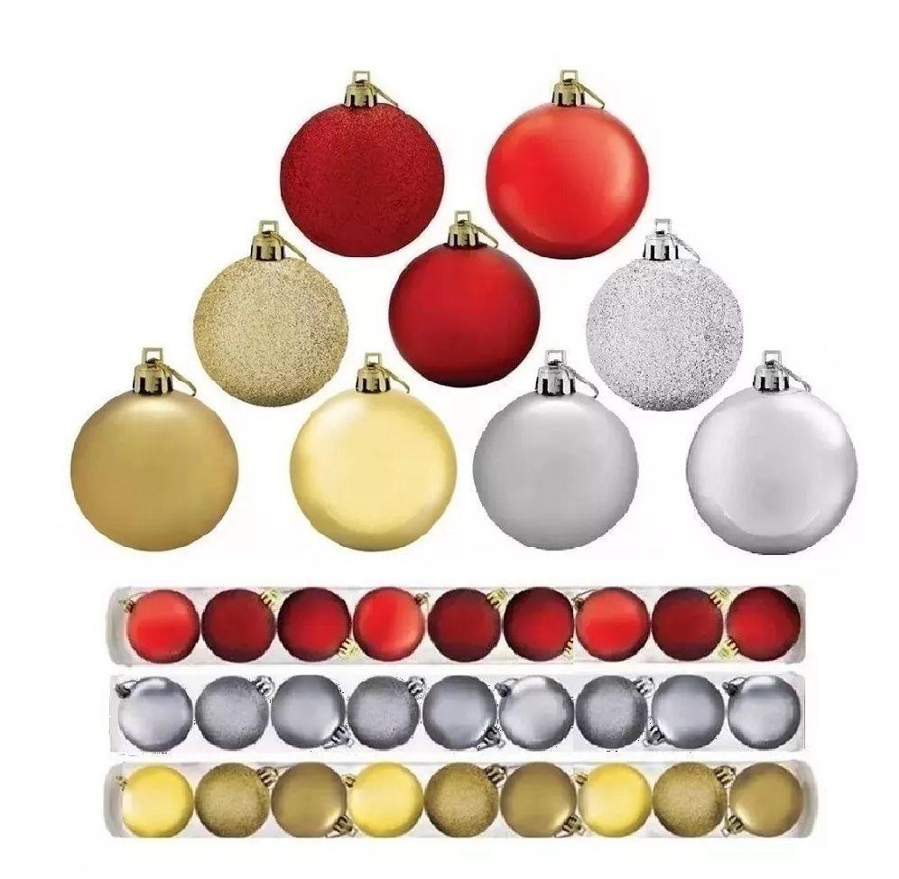 Bolas De Natal Mista Vermelho, Dourado E Prata 6cm 27 Unidades Magizi - Bola  de Natal - Magazine Luiza