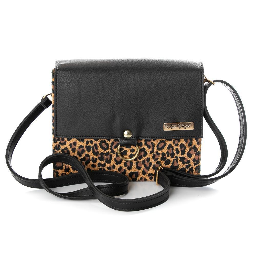 black bolsa with leopard print strap