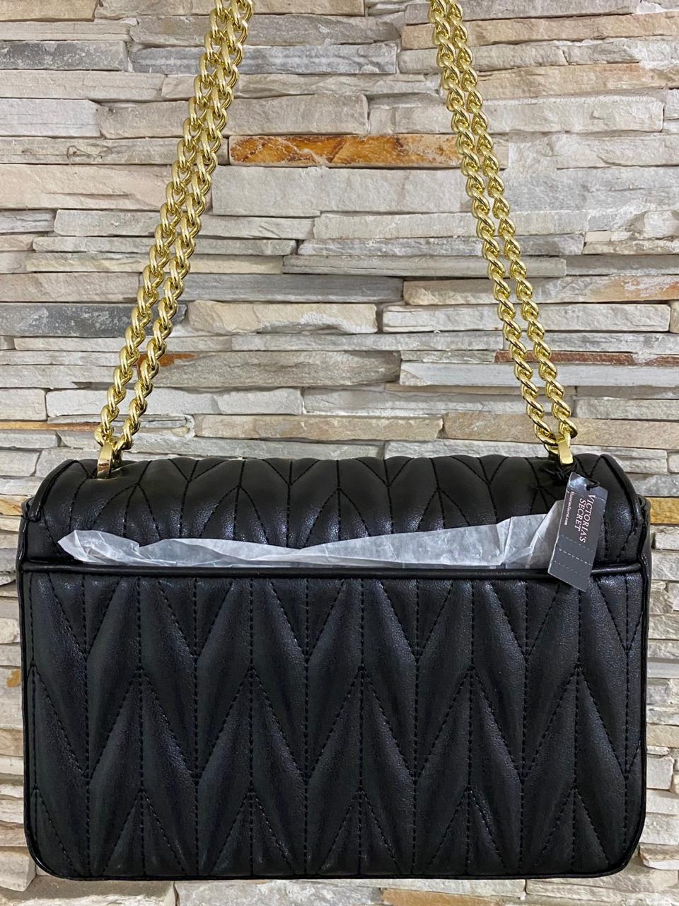 victoria secret chevron quilted shoulder bolsa