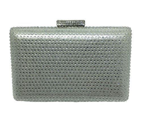 white diamante clutch bolsa