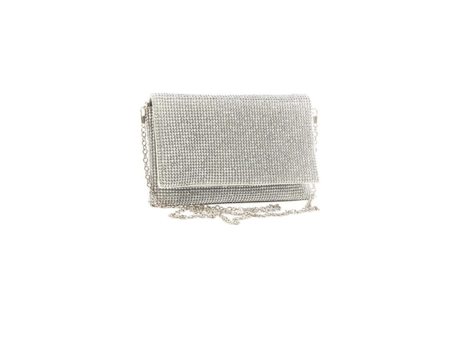 white diamante clutch bolsa