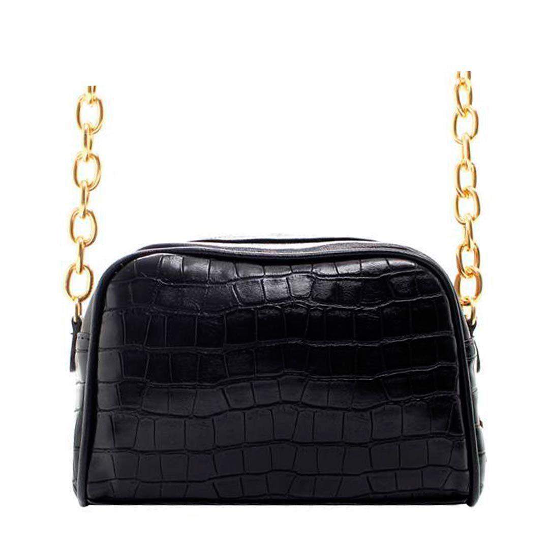 croc leather crossbody bolsa