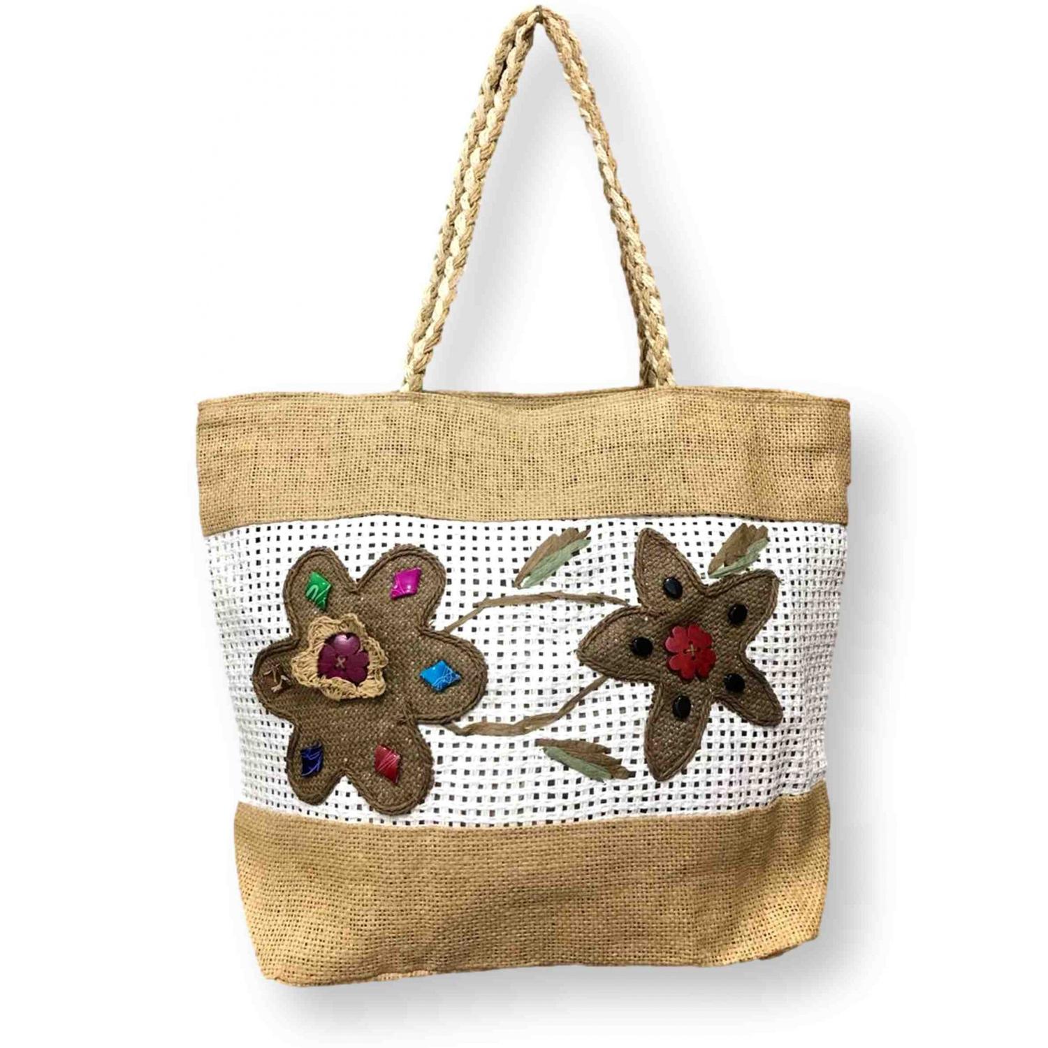 embroidered jute bolsa