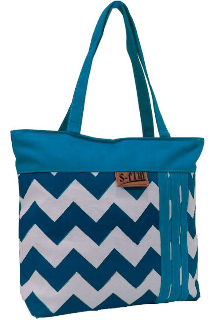blue and white beach bolsa