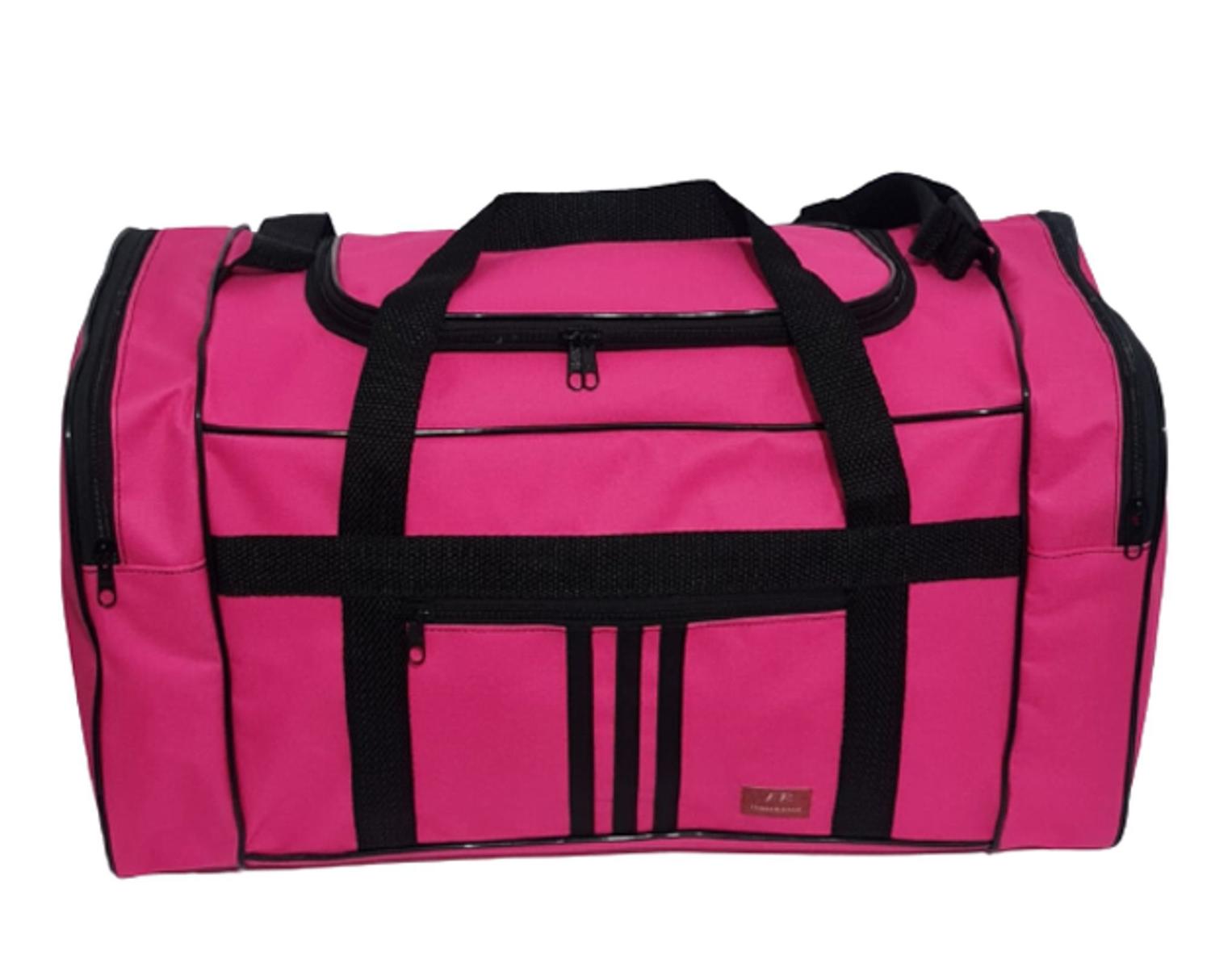pink and black duffle bolsa