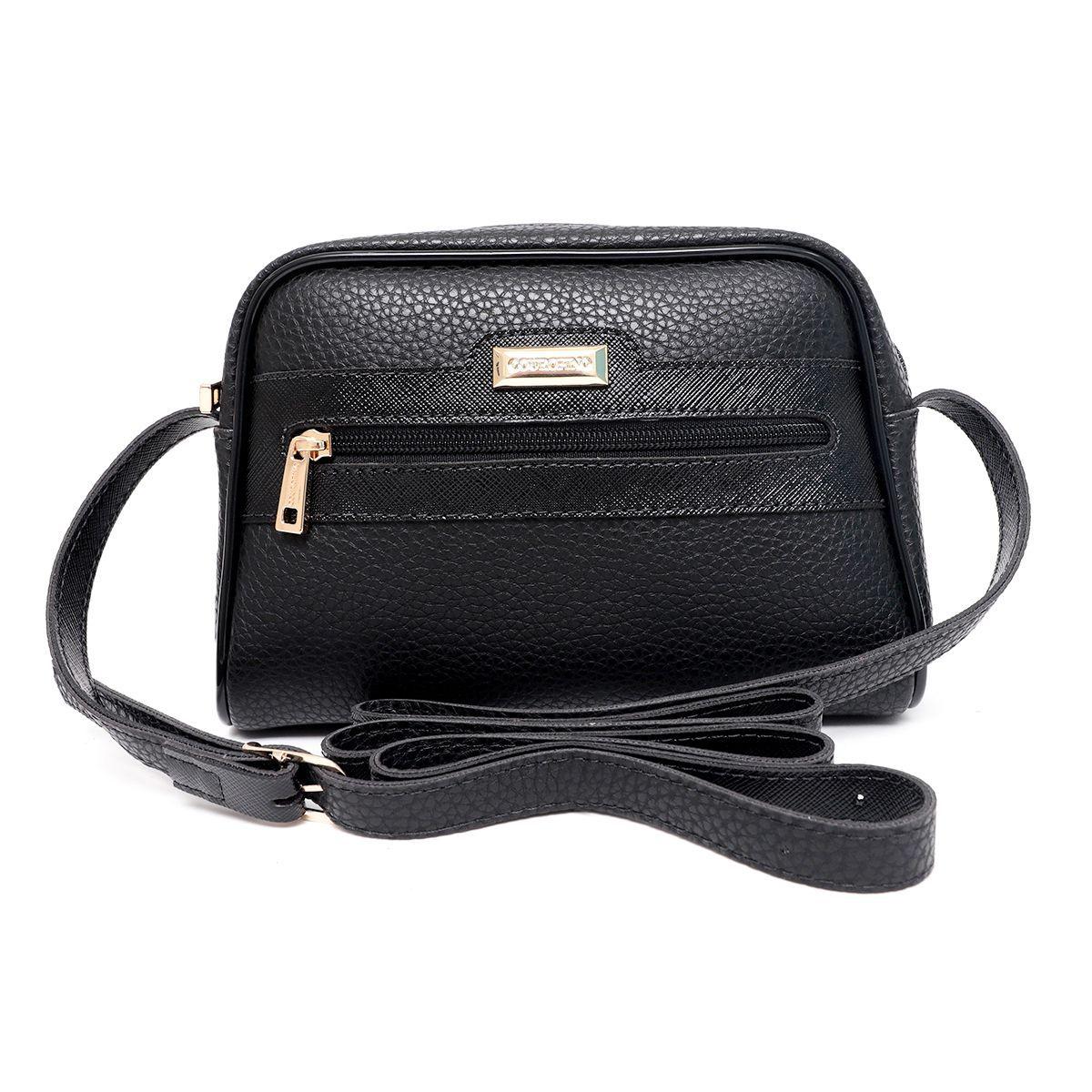 black simple crossbody bolsa