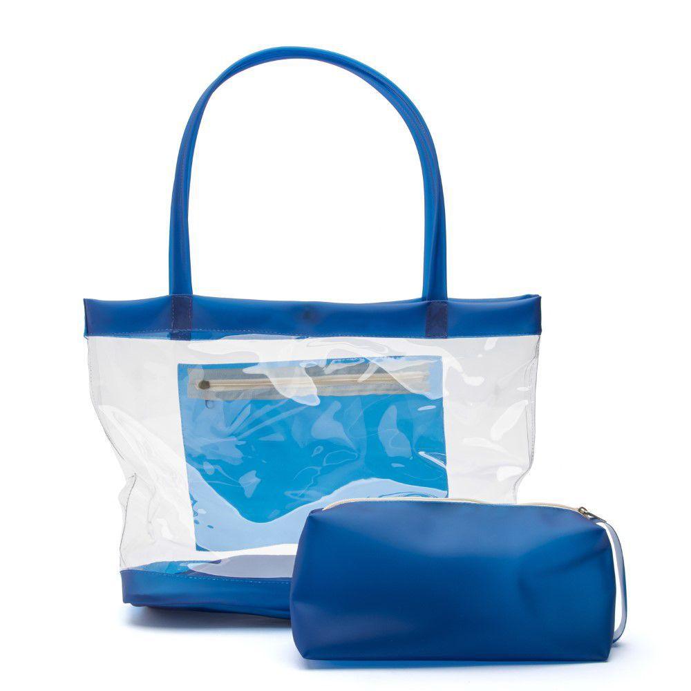 blue and white beach bolsa
