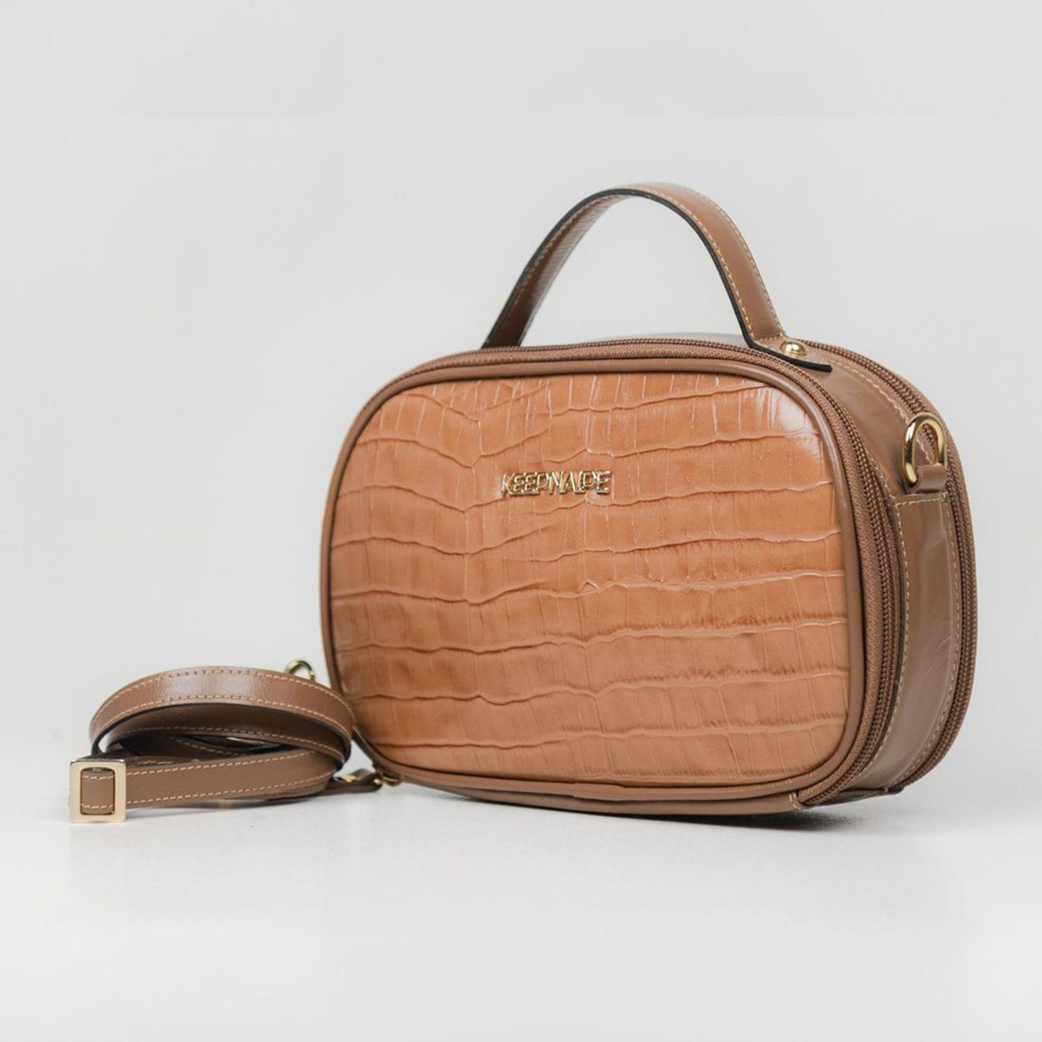 Bolsa Keep Naipe em couro croco nude - Bolsas - Magazine Luiza