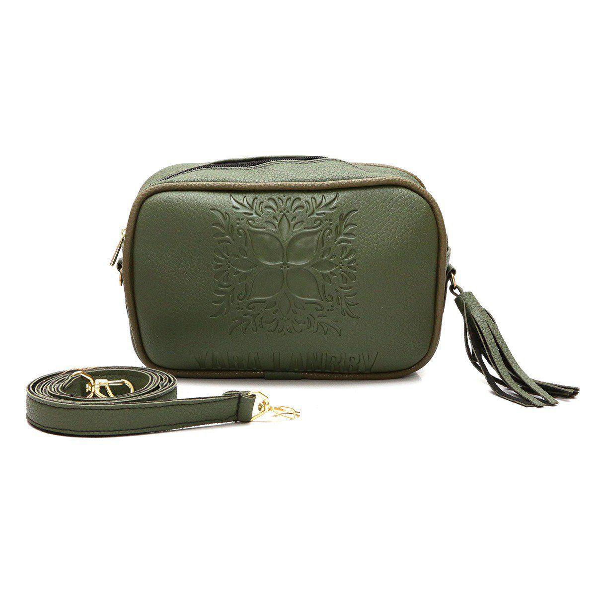 dark green leather crossbody bolsa