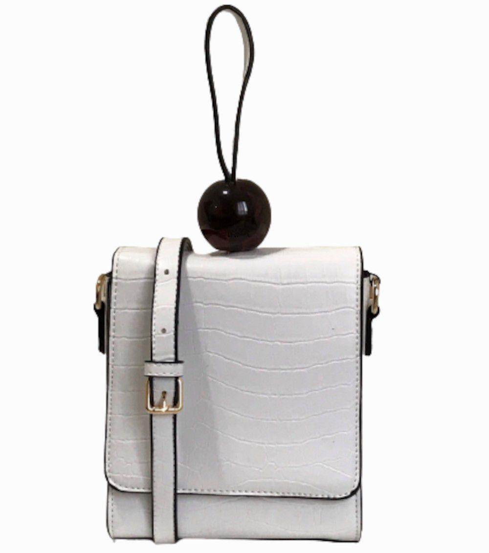 white croc crossbody bolsa