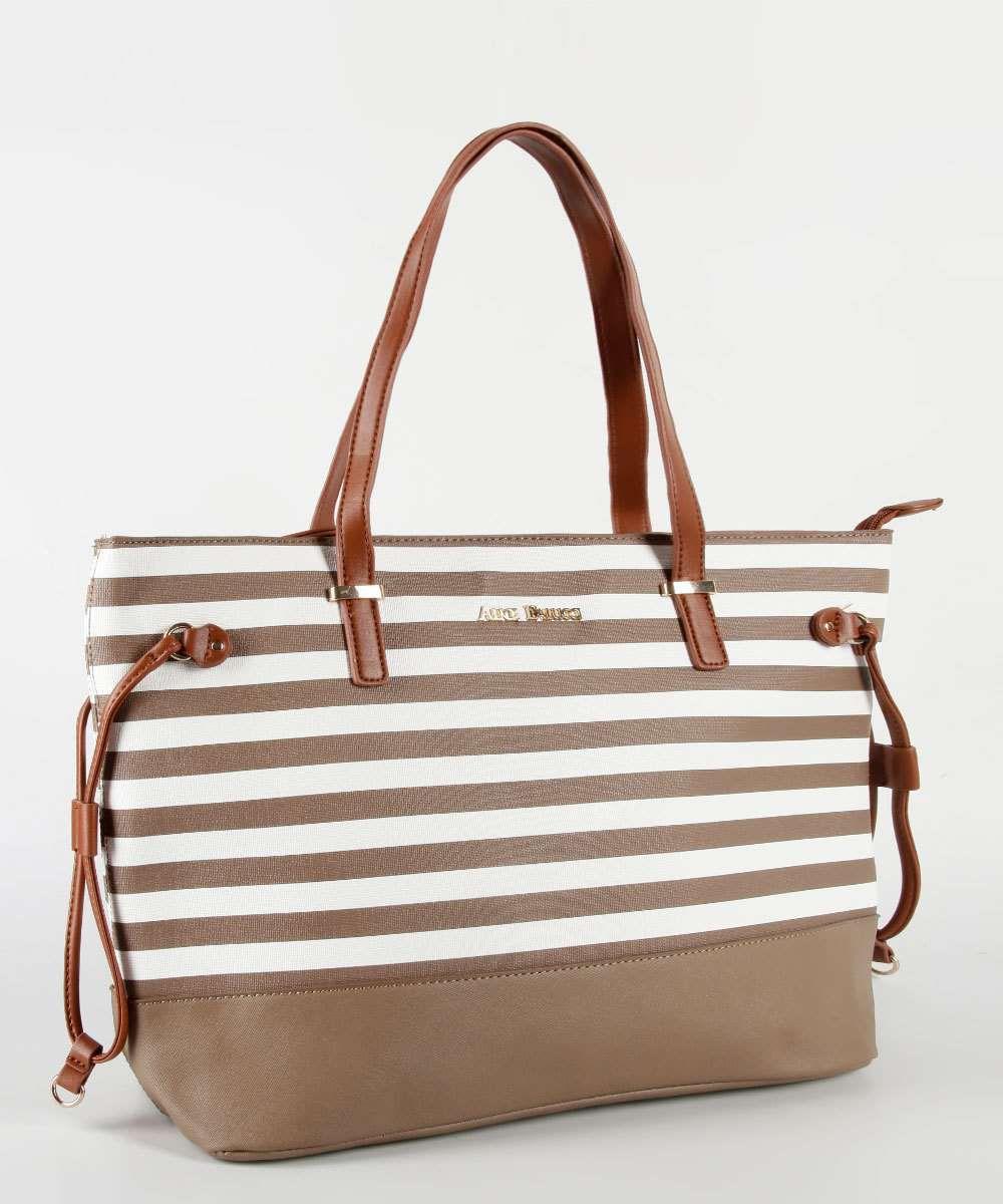 navy and brown bolsa