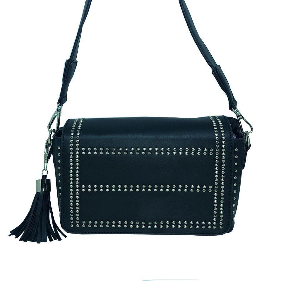 black stud cross body bolsa