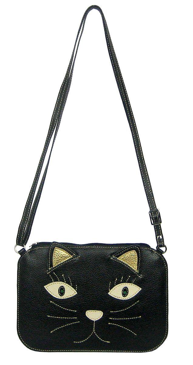 black cat crossbody bolsa