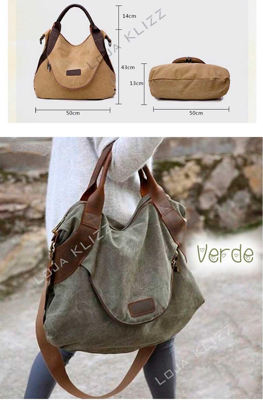 Bolsa Transversal Feminina Tiracolo Ombro Lona Casual Retro - KLIZZ ...