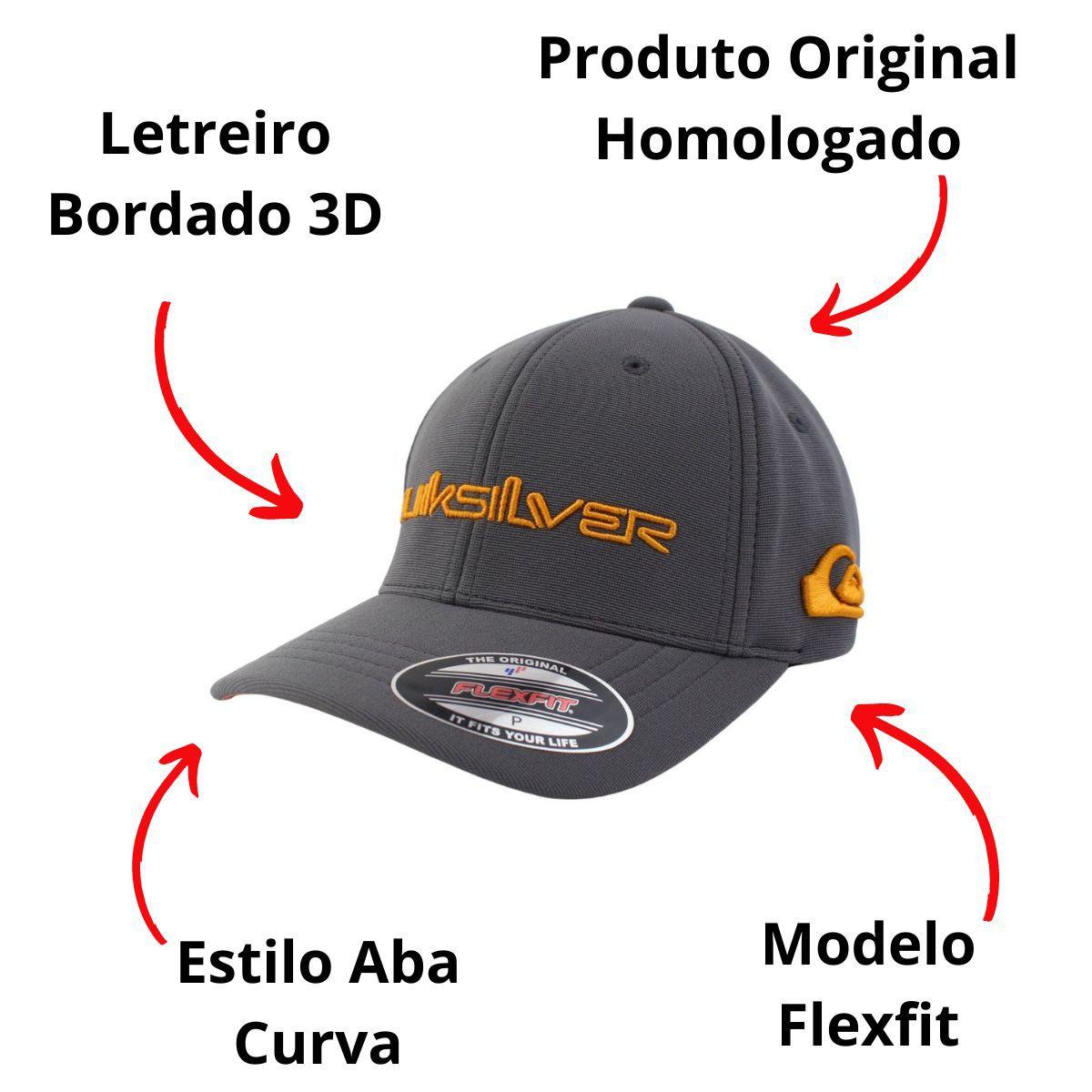 Boné Quiksilver Flexfit New Wave Cinza Juvenil P Q911A0273 Boné Quiksilver Flexfit New Wave Cinza Juvenil P Q911A0273