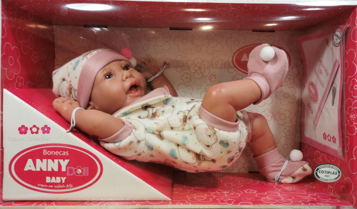 Boneca Anny Doll Baby Reborn Macacão Babador - 2442 - Cotiplás - Real  Brinquedos