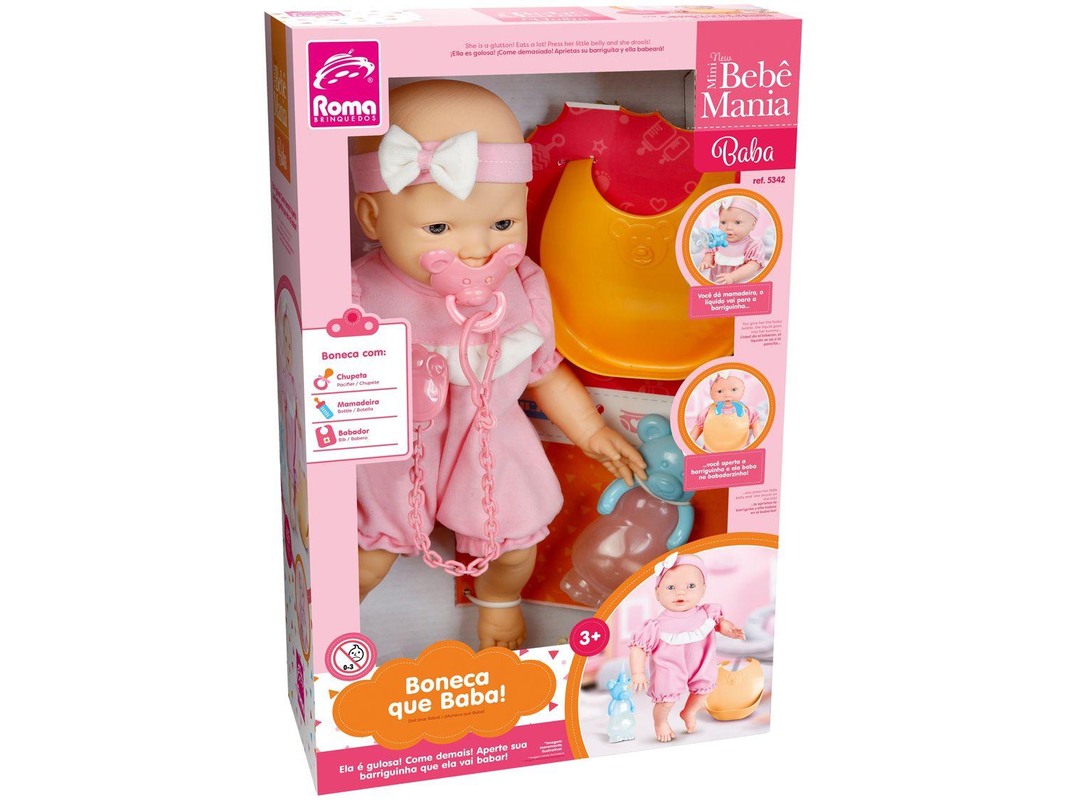 Boneca Baby New Mini Bebê Mania com Babador