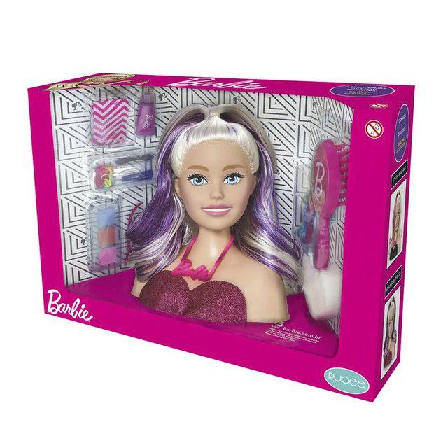 Combo Boneca Barbie Busto Fala Frases + Kit Fashion Maquiagem ED1  Brinquedos Kit Infantil menina rosa