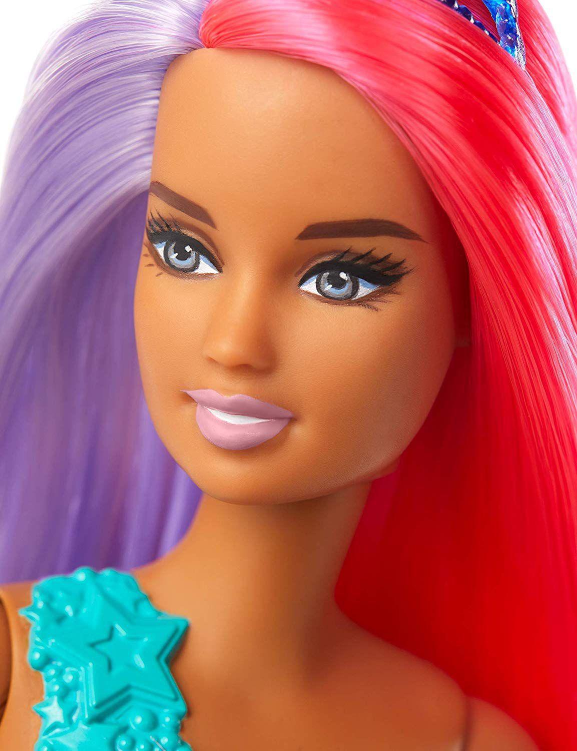 Boneca Barbie - Fantasia Sereia Morena cabelo Roxo e Rosa Original ...