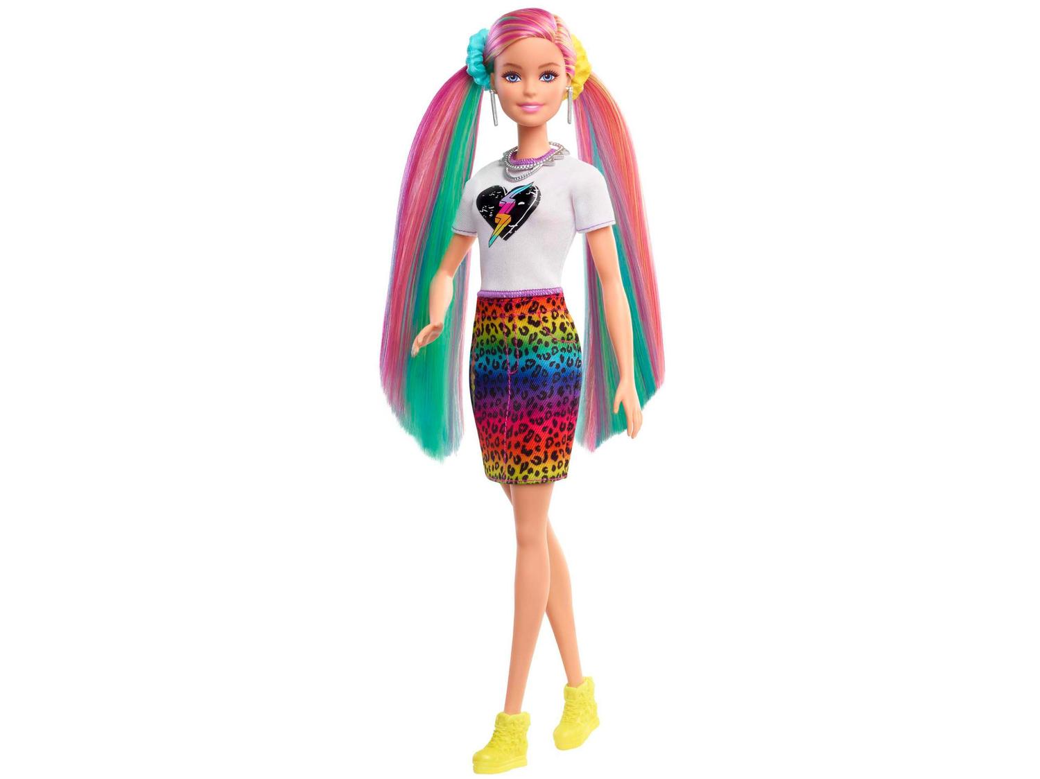 Boneca Barbie Penteado Arco-íris com Acessórios