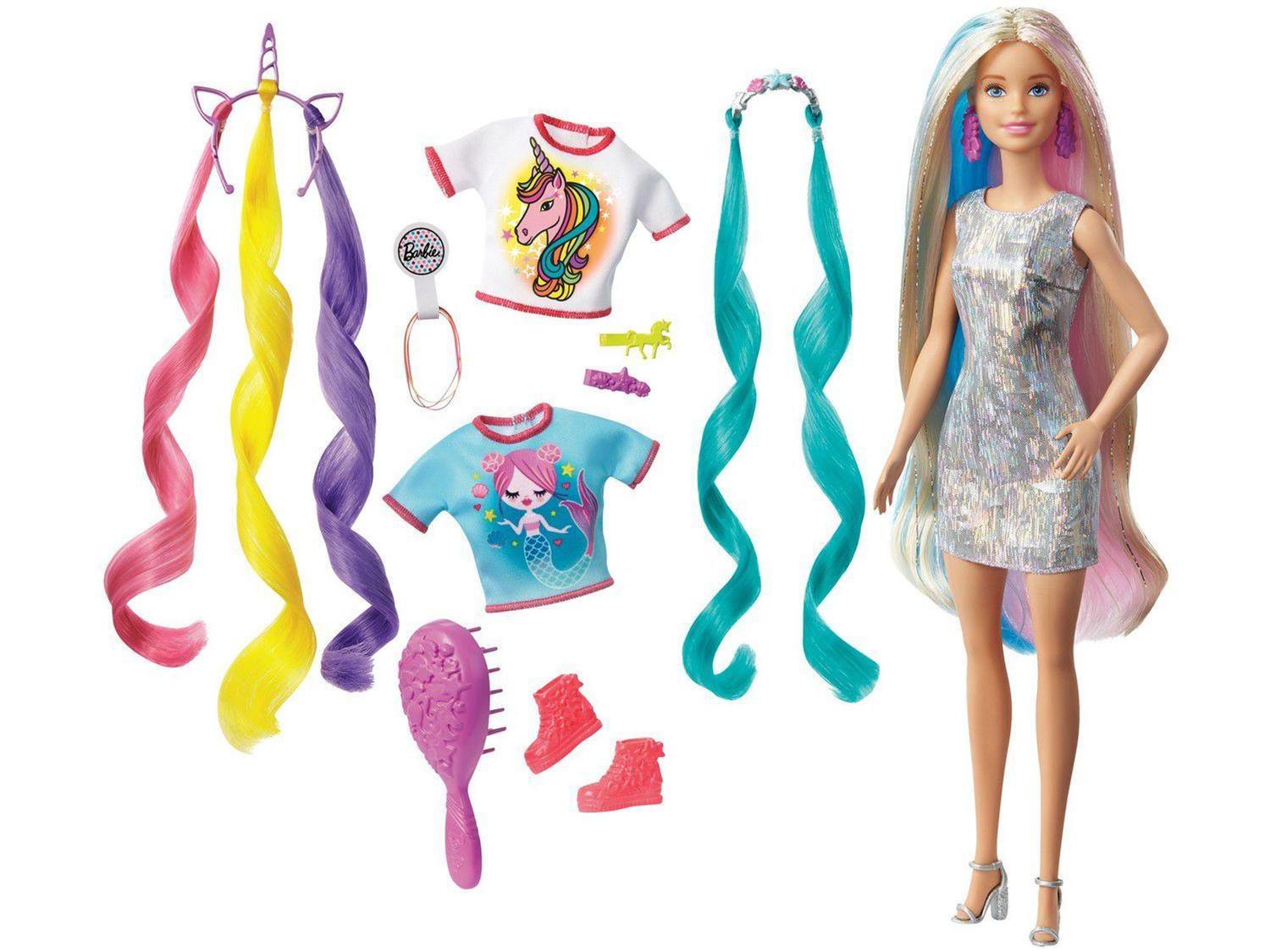 Boneca Barbie Penteados De Fantasia Unicórnio E - Sereia Com Acessórios Mattel - Bonecas E Acessórios - Magazine Luiza