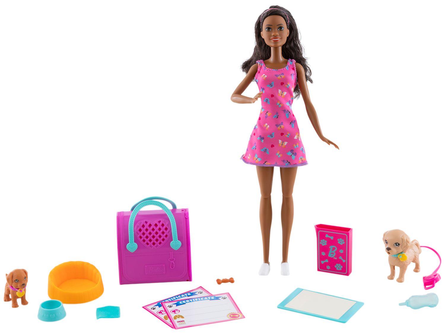 Boneca Barbie Pup Adoption com Acessórios