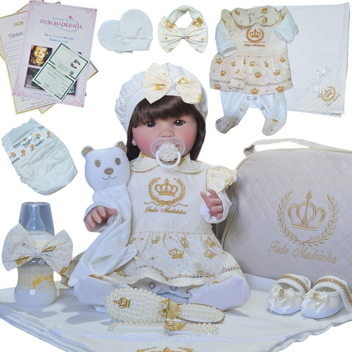 Bebê Reborn Menina Roupa De Bb Menina Boneca Bebe Reborn Luna Bege