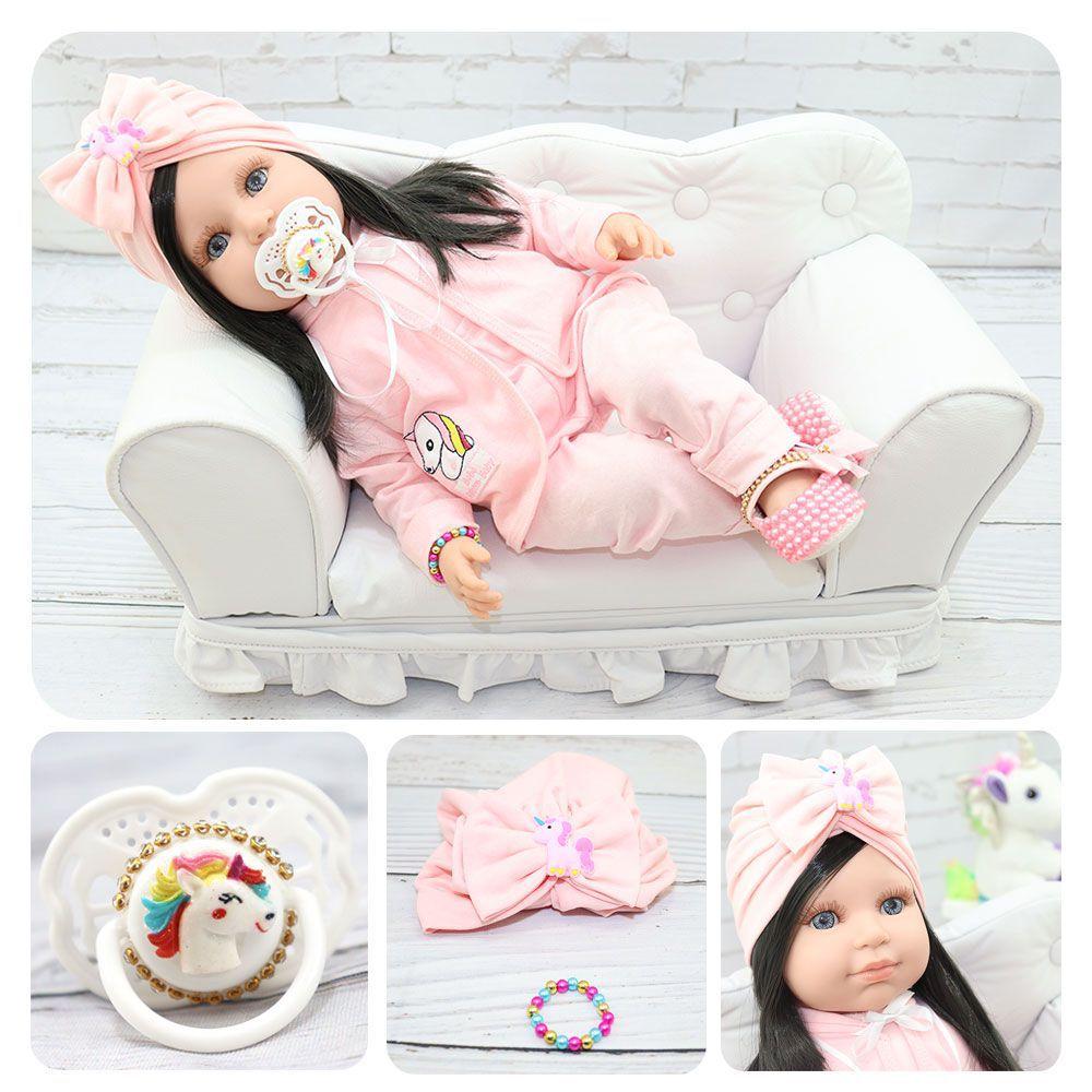 Boneca bebê reborn morena com cílios e sapatinhos Clearance