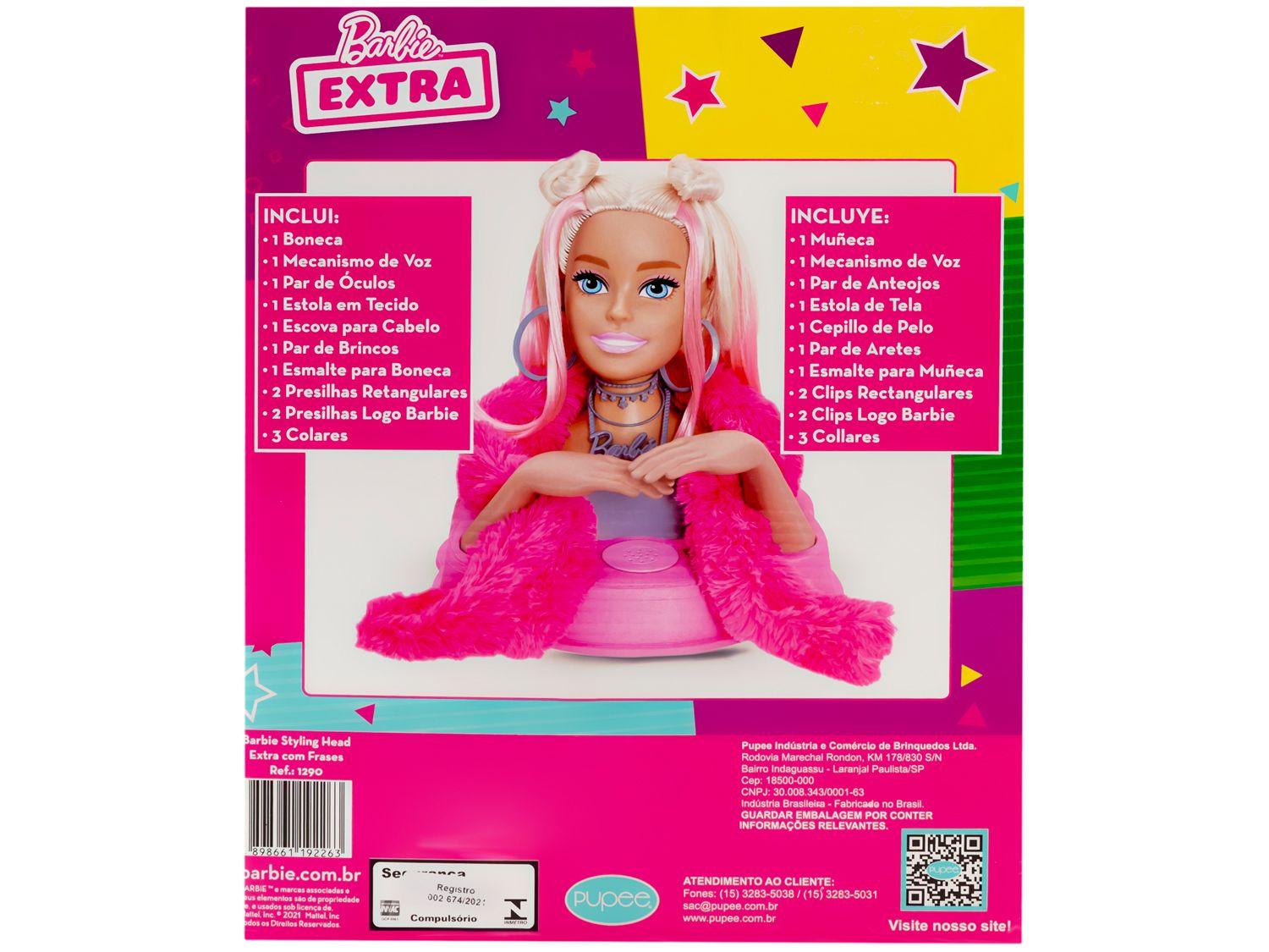 Boneca Busto da Barbie Styling Head Extra que Fala