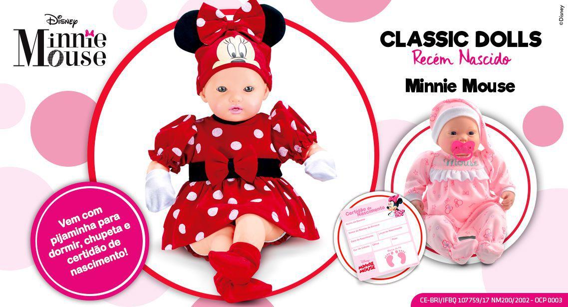 Boneca Minnie Mouse Classic Dolls Vermelha Recem Nascido Roma Roma Brinquedos Bonecas Magazine Luiza