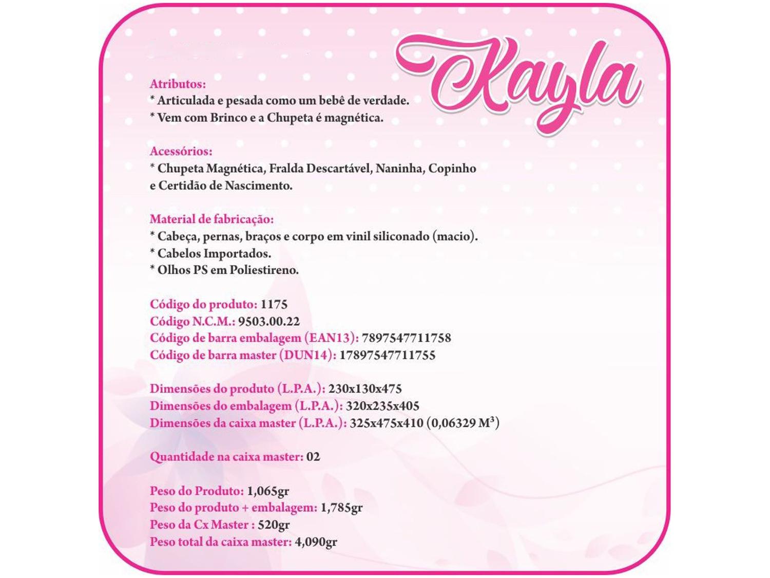 Boneca Reborn Doll Realist Kayla com Acessórios