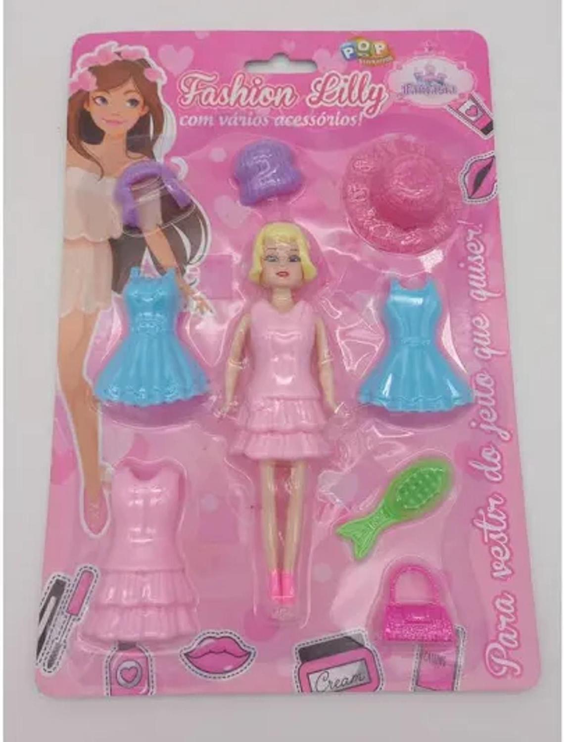 Boneca pequena Llilly Fashion troca de roupa usada