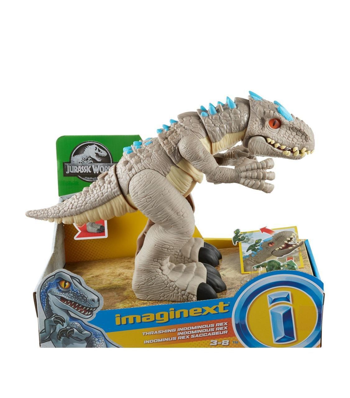 Fisher-Price Imaginext Jurassic World Dinosaurusfiguur Indominus Rex en een mini-figuur Velociraptor, speelgoed voor kinderen van 3 tot 8 jaar, GMR16