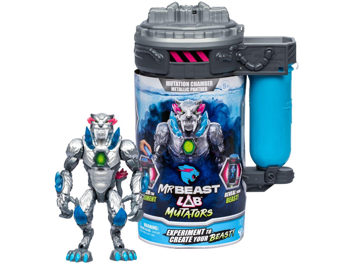 Boneco MrBeast Lab Mutators Pantera Metálica 13cm