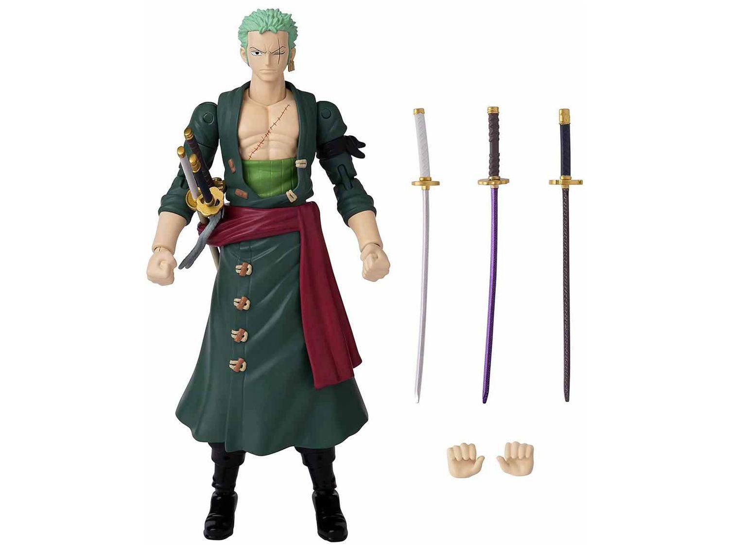 Boneco One Piece Roronoa Zoro 16cm com Acessórios