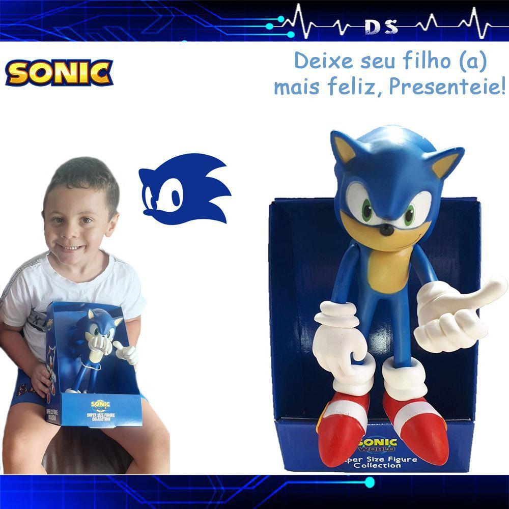 Boneco Sonic 28cm Azul Personagem Jogo Videogame Caixa