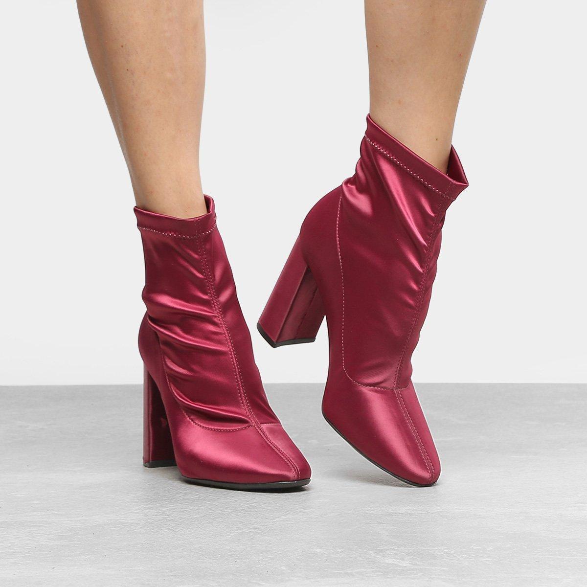 Bota Cano Curto Drezzup Meia Cetim Strech Feminina - Bota Feminina - Magazine Luiza