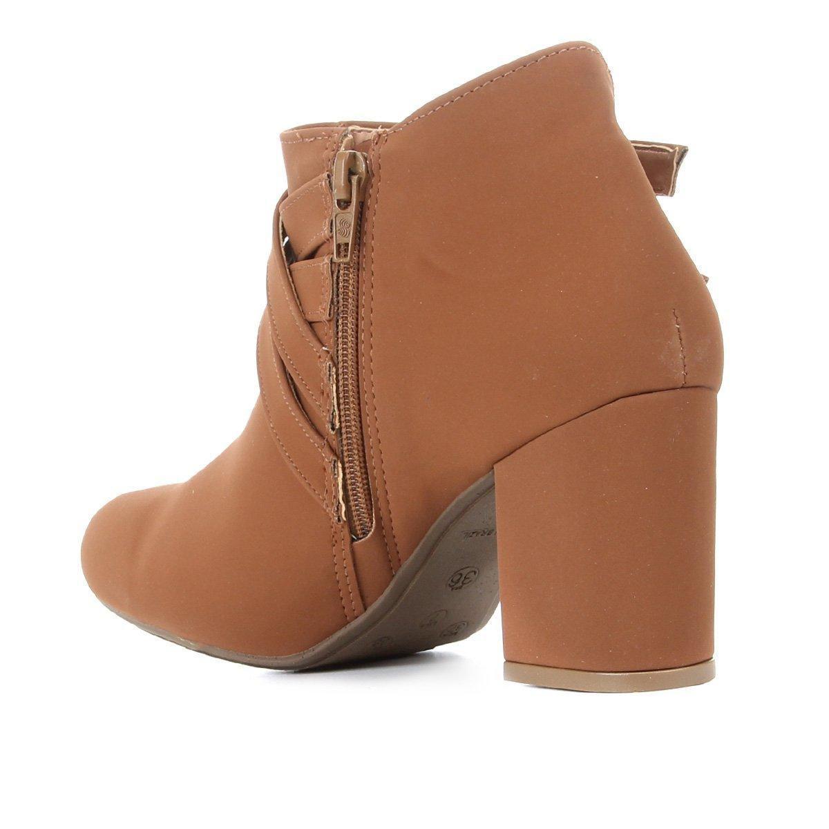 bota cano curto griffe salto grosso feminina