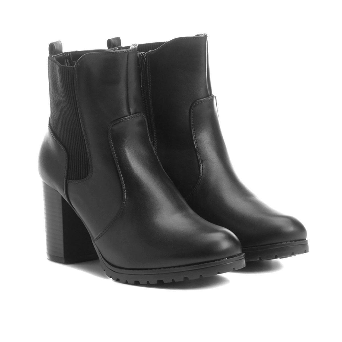 bota cano curto mooncity tratorada com elástico lateral feminina