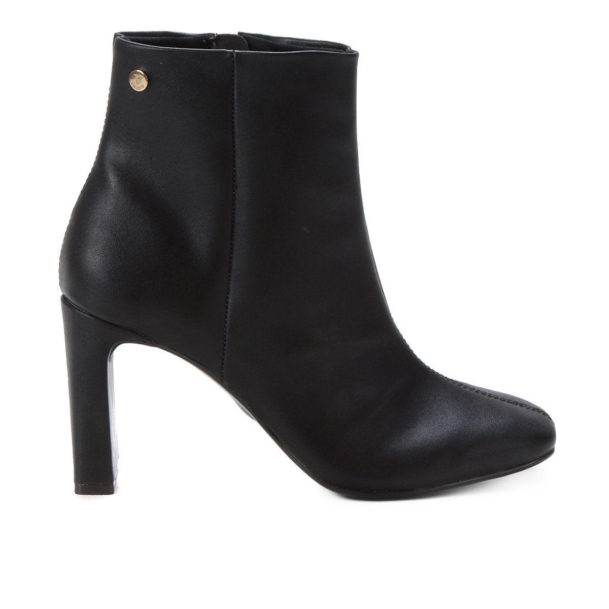 Salto Baixo Bota Coturno Via Uno CamurÃ§a Preta Calçados Bota Cano