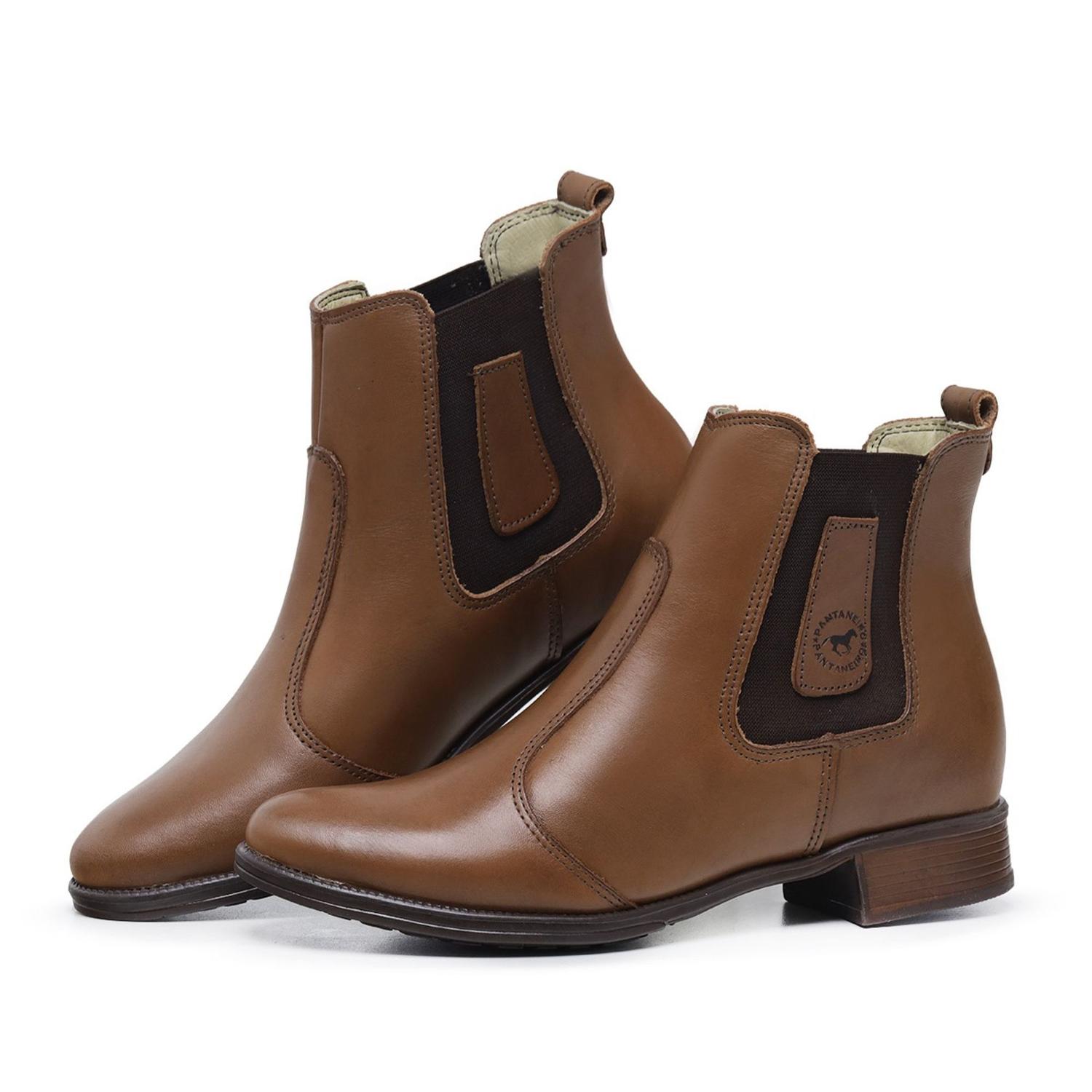 Bota Chelsea feminina couro botina confortável Pantaneiro Bota