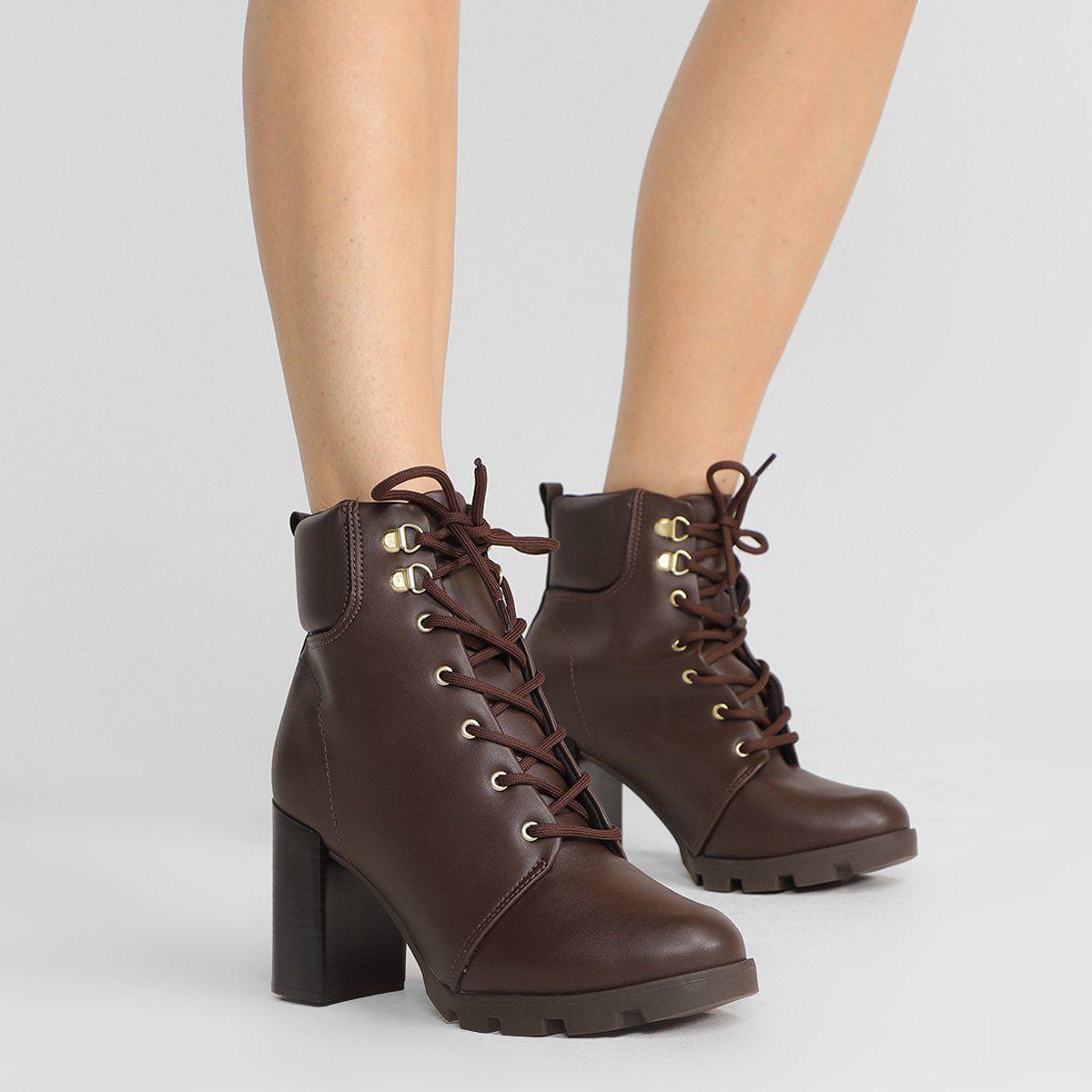 Bota Coturno Beira Rio Salto Bloco Alto Feminina Coturno